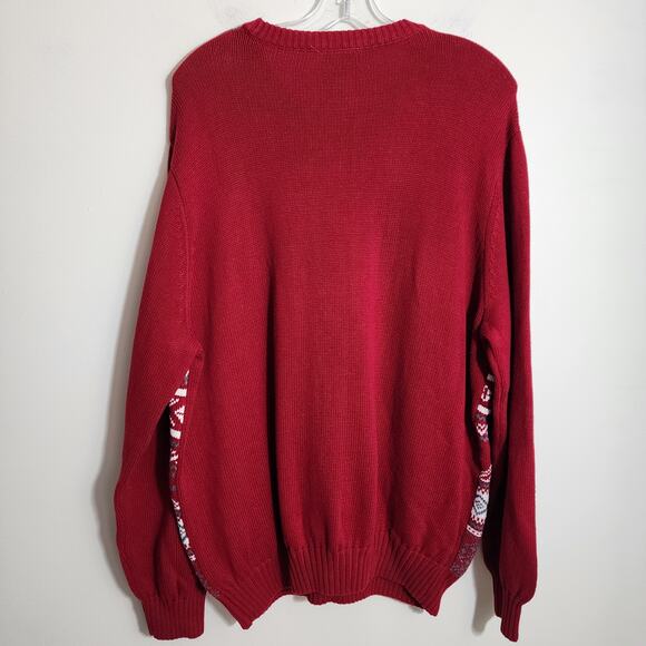 Dockers red fair Isle pattern winter cozy crew neck knit sweater men's size XL - Picture 4 of 10